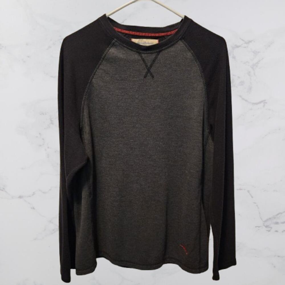 Tommy Bahama Men's Gray & Black Long Sleeve Shirt - Large Raglan